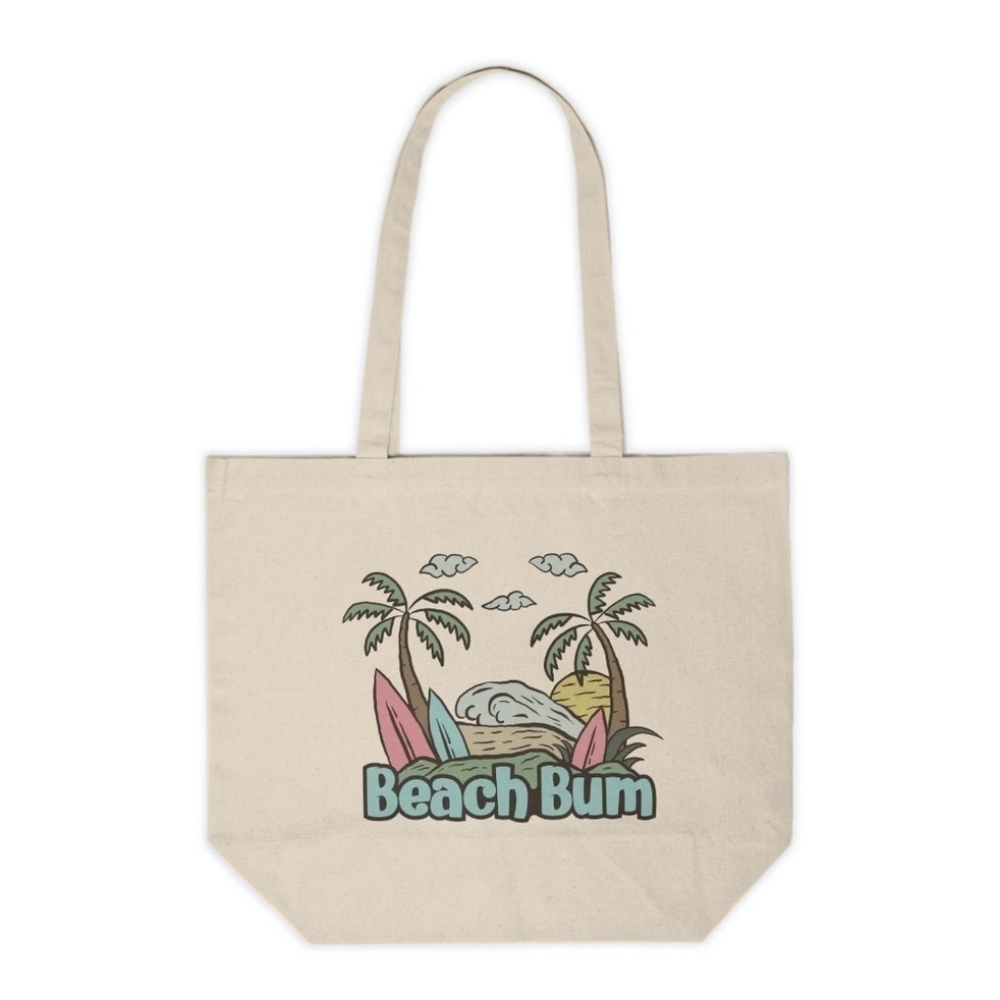Beach Bum Custom Canvas Tote Bag